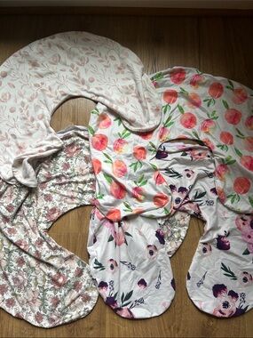 Set of Floral & Peach Nursing/Breastfeeding Pillow Covers